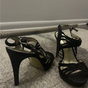 Adrianna Papell Black Glitter Heels